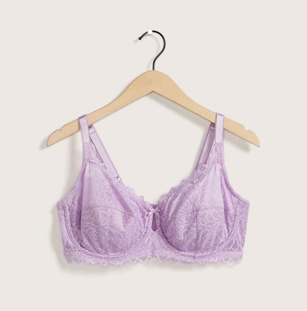 Deesse Femme Couture Purple Lace Unlined Underwire Unpadded Bra 44H Lingerie
